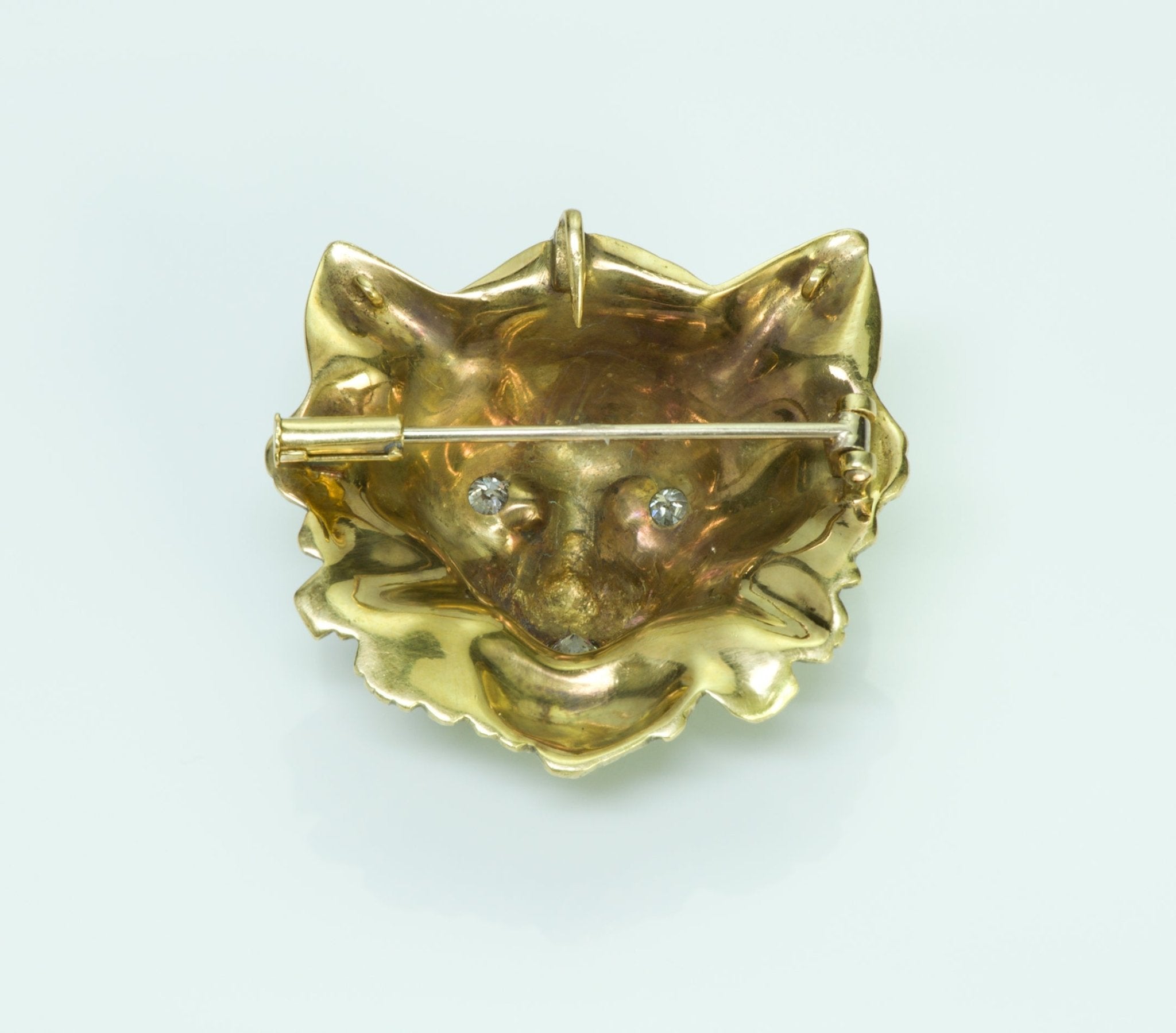 Cat Diamond Gold Vintage Brooch/Pendant