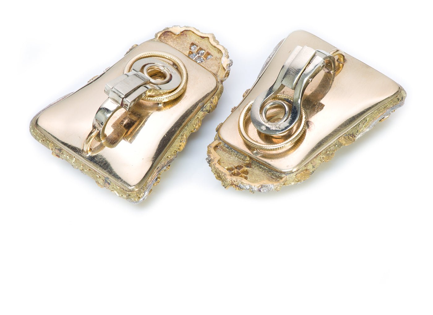 Cazzaniga 18K Gold Diamond Ruby Enamel Earrings