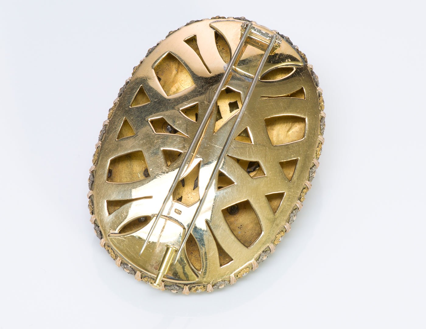 Cazzaniga Zeus Greek Roman Mythology 18K Gold Ruby Diamond Brooch