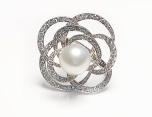 Chanel 18K Gold Pearl Diamond Fil de Camelia Ring