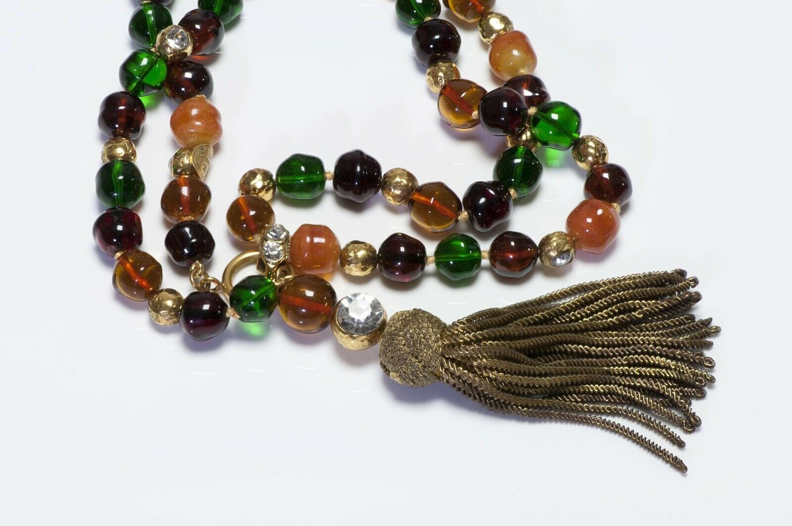 CHANEL 1970’s Gripoix Glass Beads Tassel Necklace
