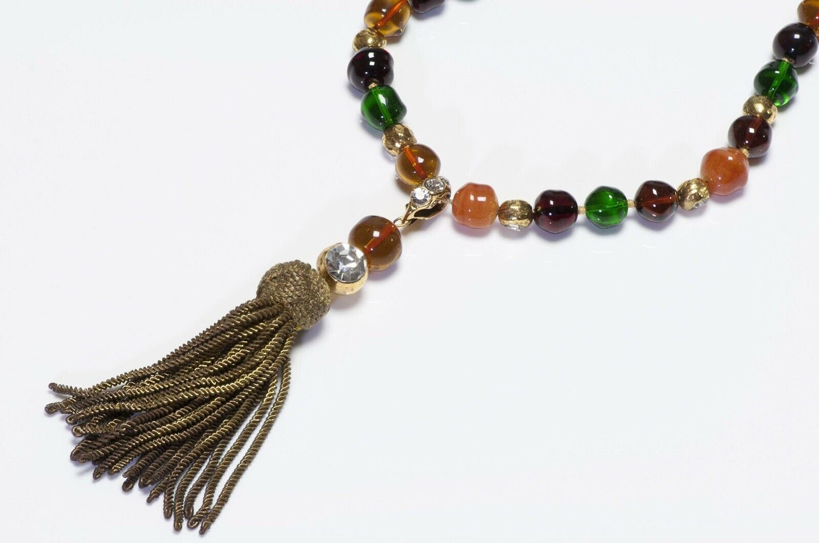 CHANEL 1970’s Gripoix Glass Beads Tassel Necklace