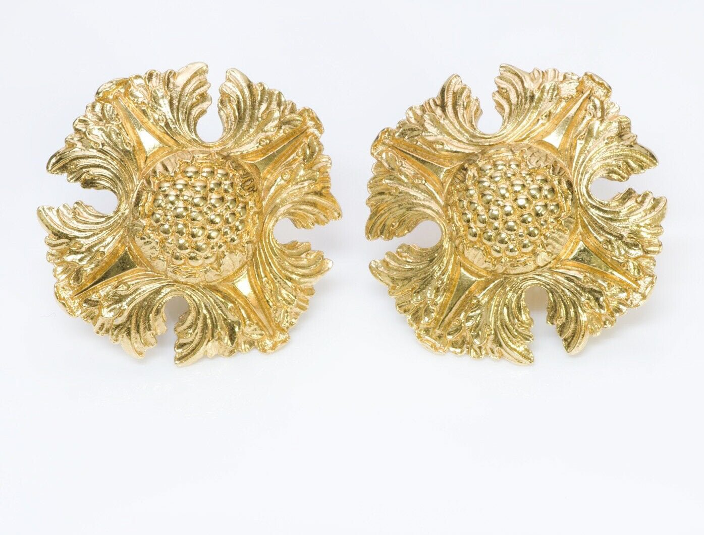 CHANEL 1980’s Camellia Maltese Cross Theme Earrings