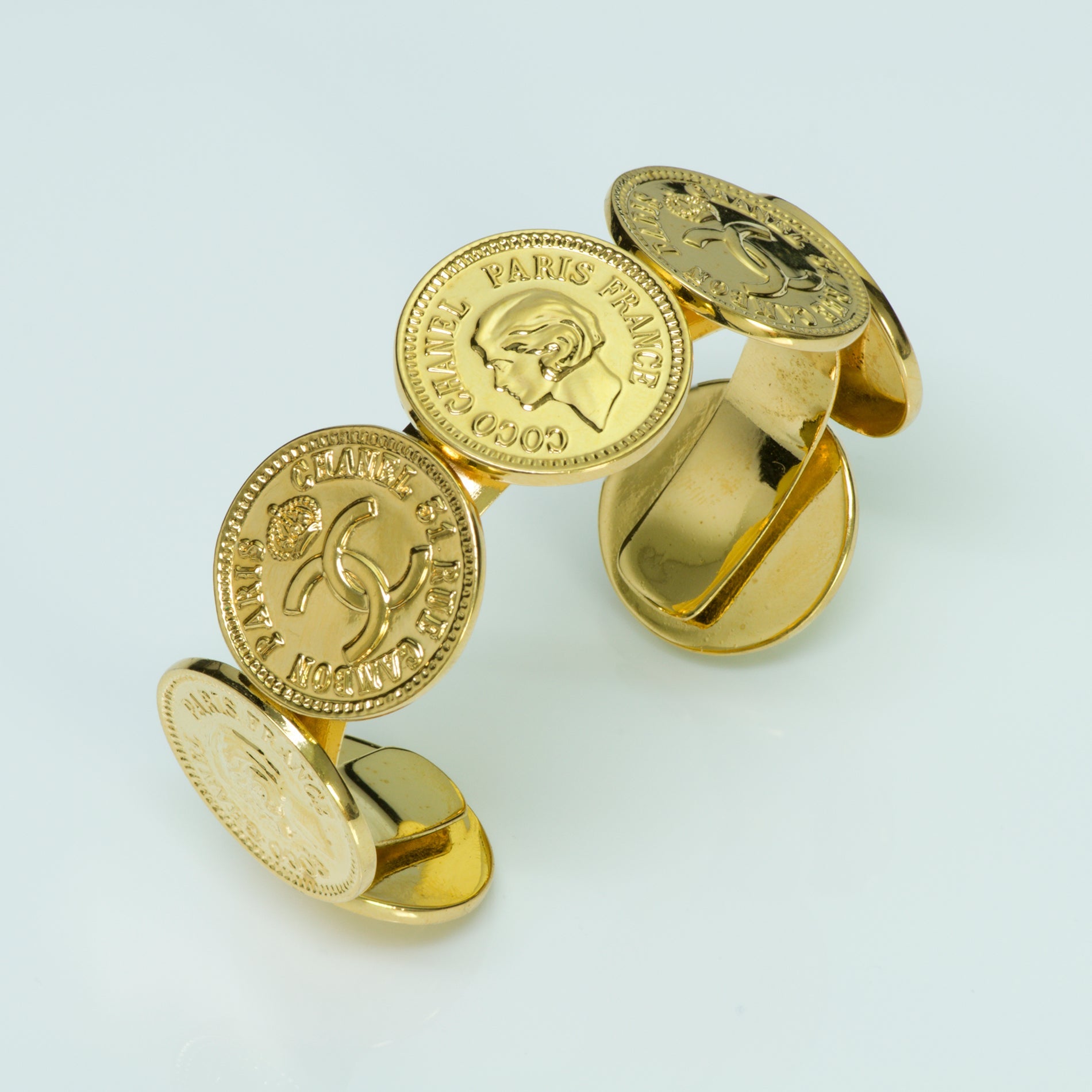 Chanel 1980’s Coco Mademoiselle Coin Cuff Bracelet