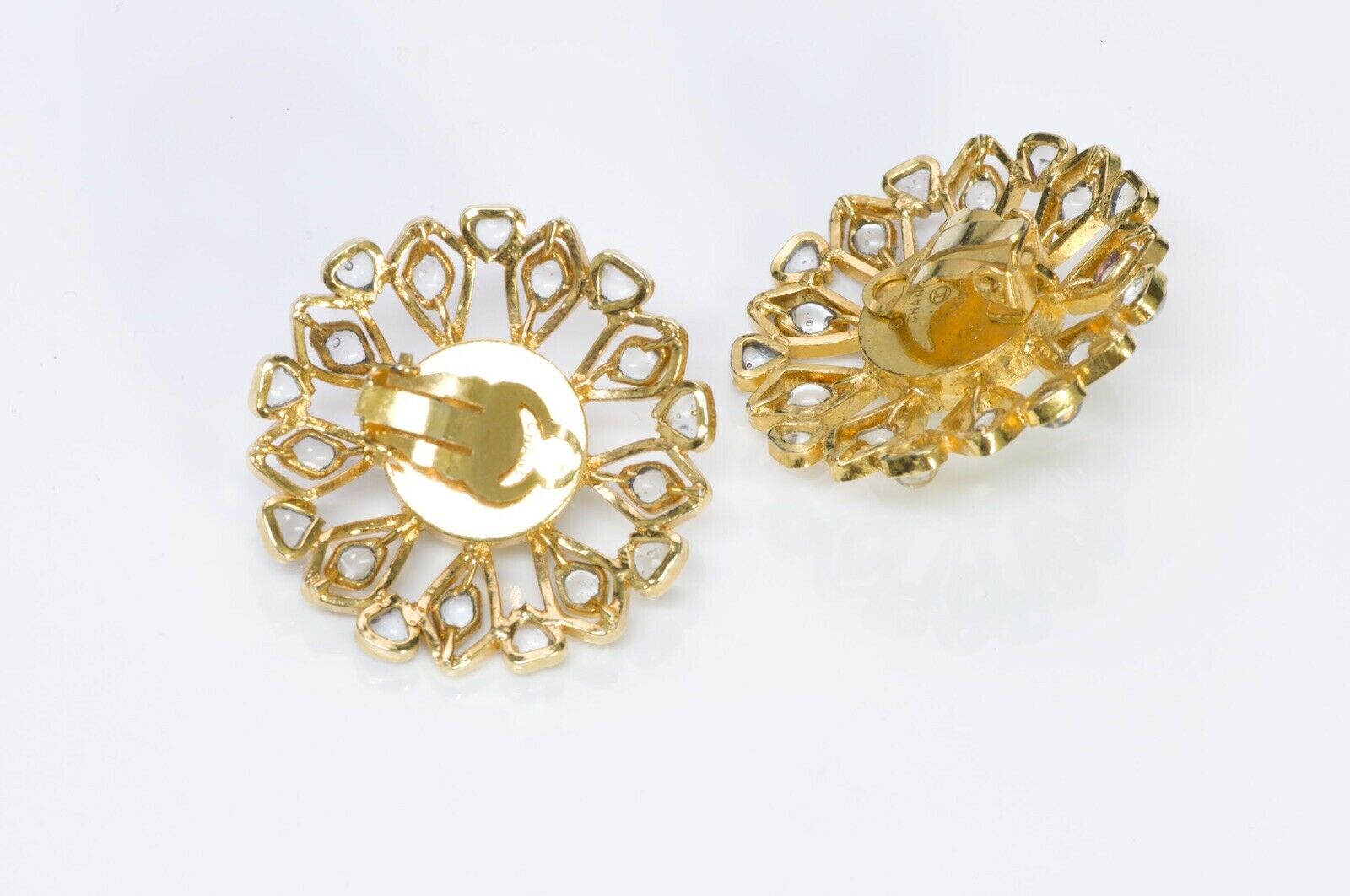 CHANEL 1980’s Maison Gripoix Poured Glass Pearl Flower Earrings