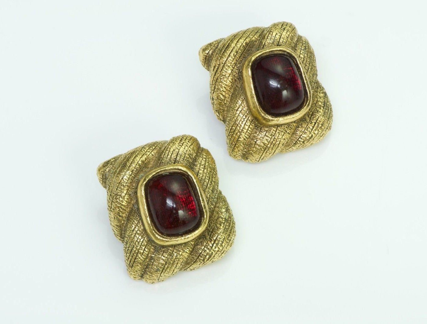 CHANEL 1980’s Maison Gripoix Red Glass Earrings