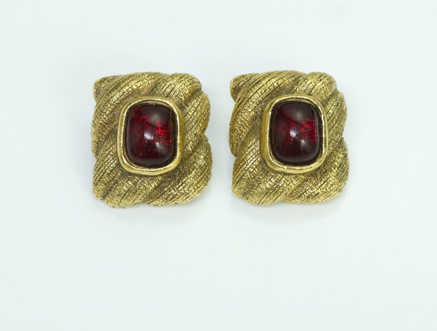 CHANEL 1980’s Maison Gripoix Red Glass Earrings