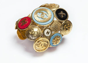 CHANEL 1990’s Extra Wide CC Coin Medallion Charm Cuff Bracelet
