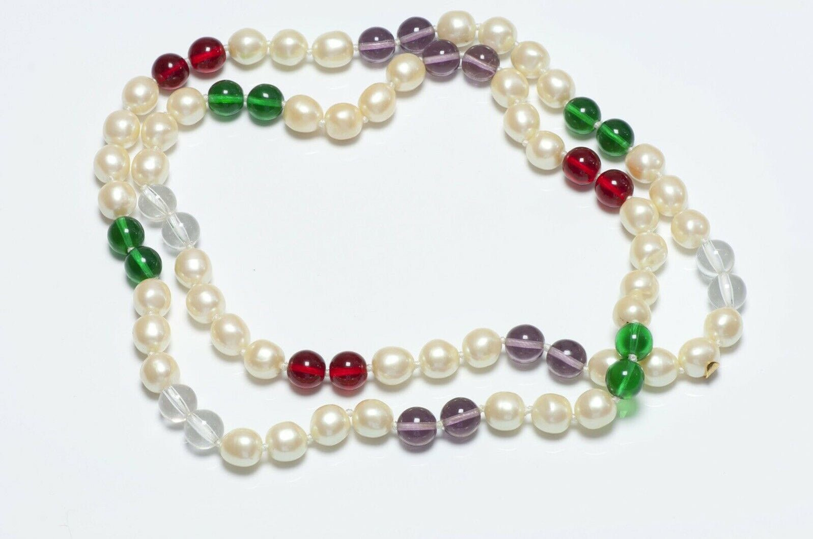 CHANEL 1993 Gripoix Glass Beads Pearl Sautoir Necklace