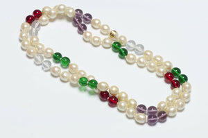 CHANEL 1993 Gripoix Glass Beads Pearl Sautoir Necklace