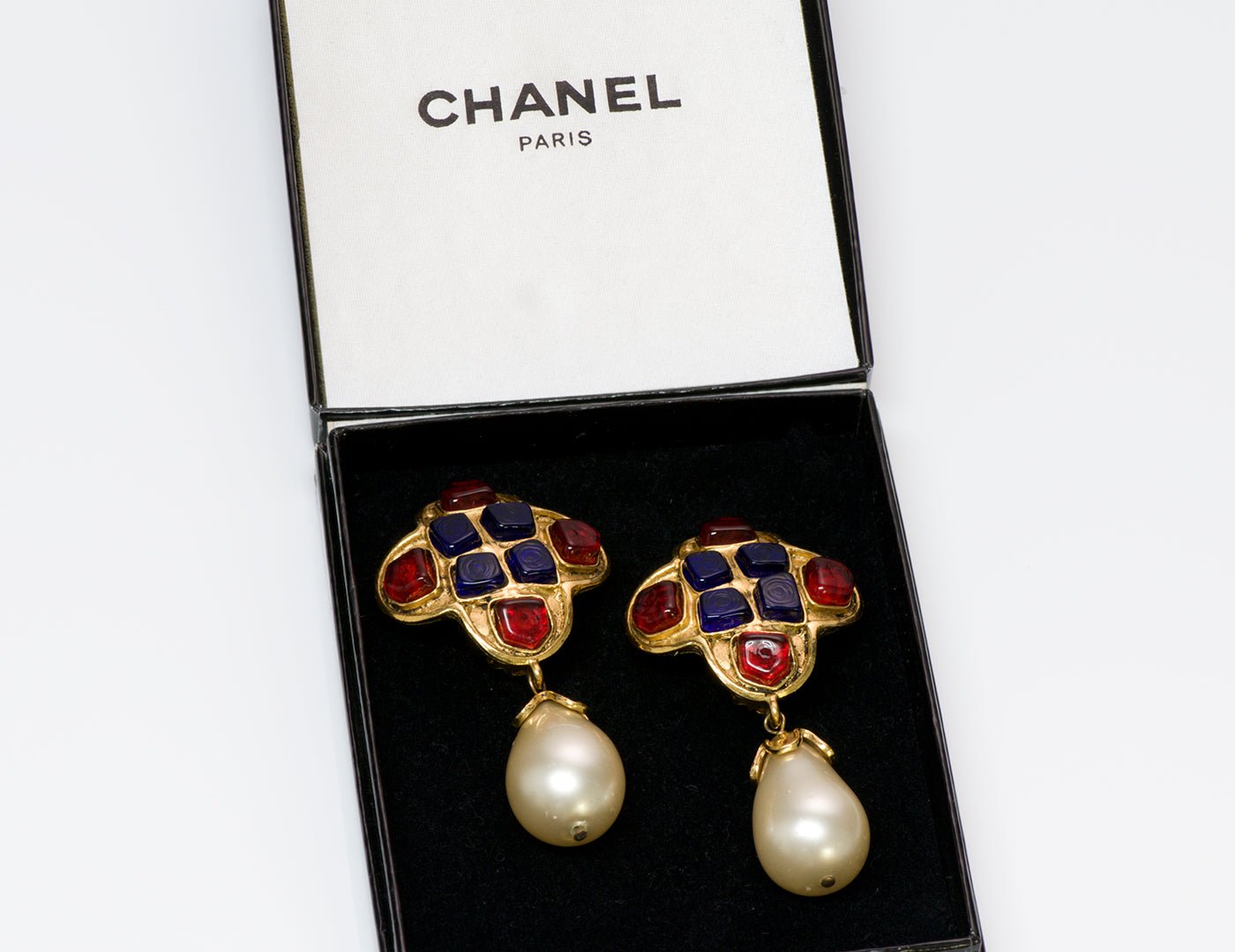 Chanel 1994 Gripoix Pearl Byzantine Style Earrings