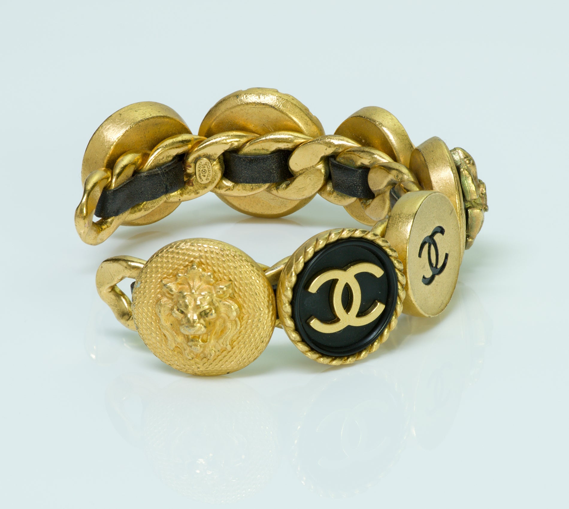 Chanel 1995 Charm Coin CC Cuff Bracelet - DSF Antique Jewelry