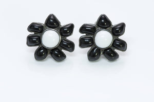 Chanel 1996 Gripoix Glass Camellia Flower Earrings