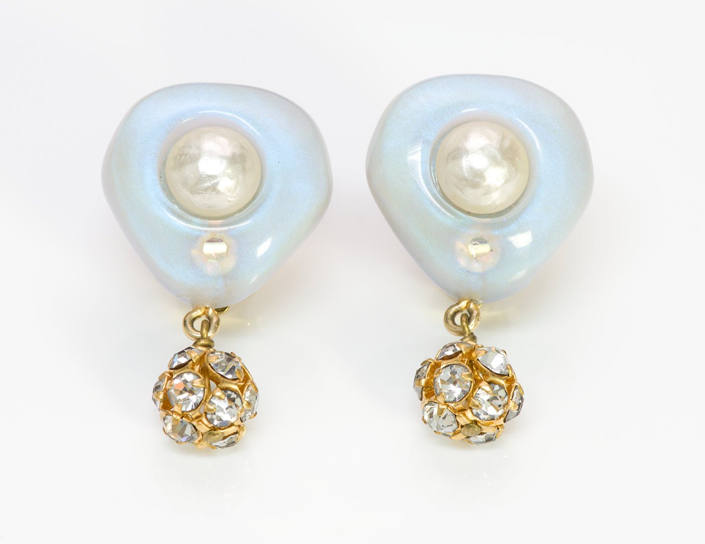 Chanel 1996 Pearl Crystal Earrings - DSF Antique Jewelry