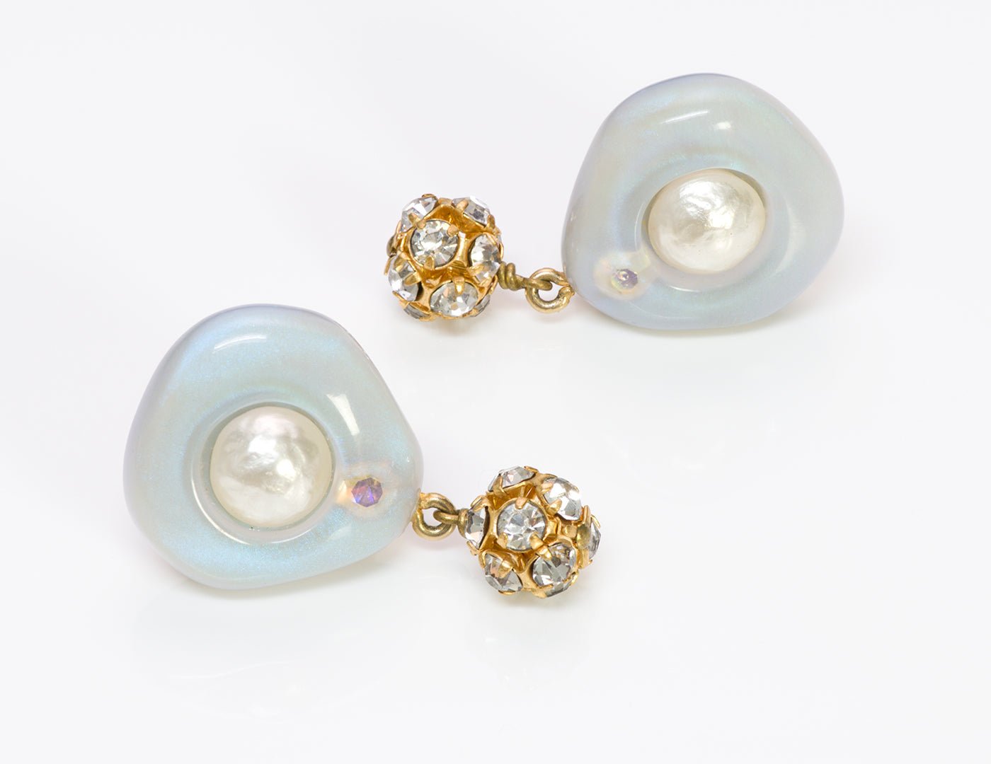 Chanel 1996 Pearl Crystal Earrings - DSF Antique Jewelry