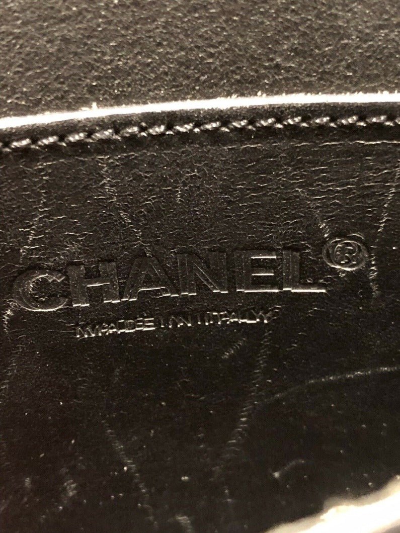 CHANEL 2003 CC Black Leather Medallion Coin Saddle Crossbody Bag