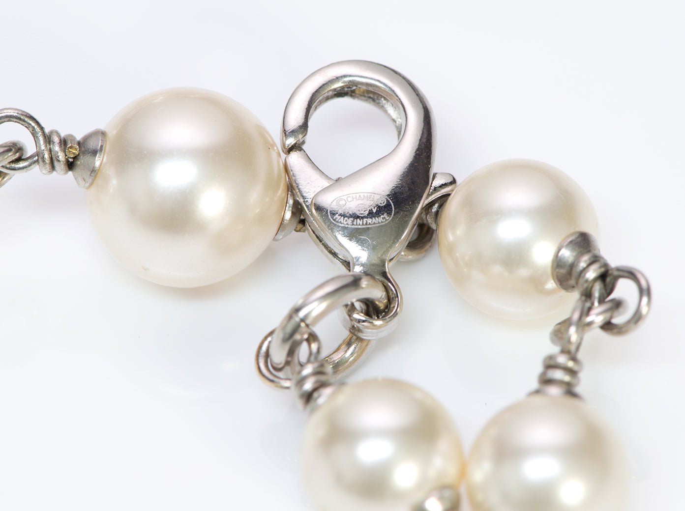 CHANEL 2015 Pearl 5 CC Crystal Sautoir Chain Necklace