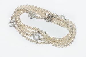 CHANEL 2016 XO Pearl Crystal CC Sautoir Chain Necklace