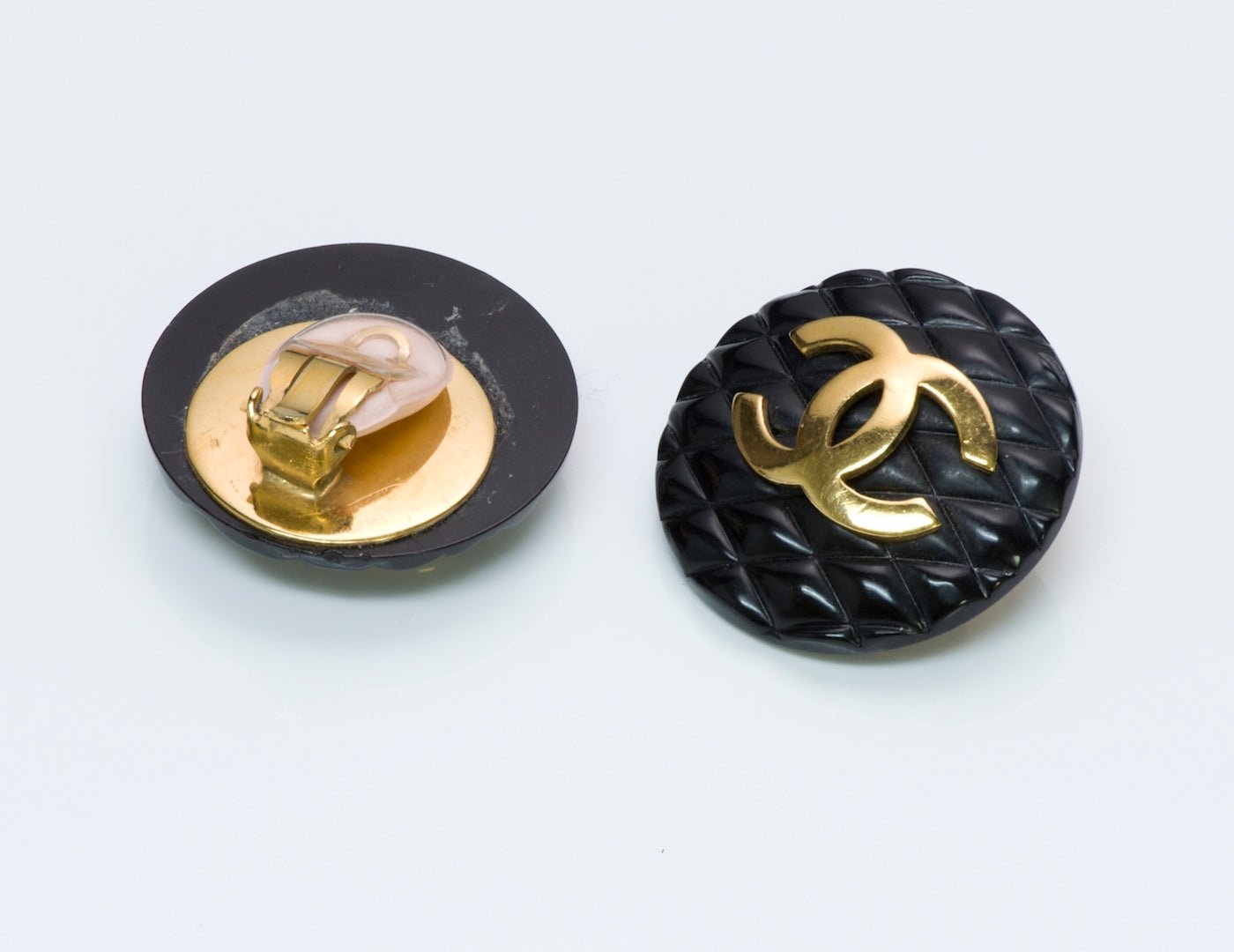 Chanel Black Quilted Earrings - DSF Antique Jewelry
