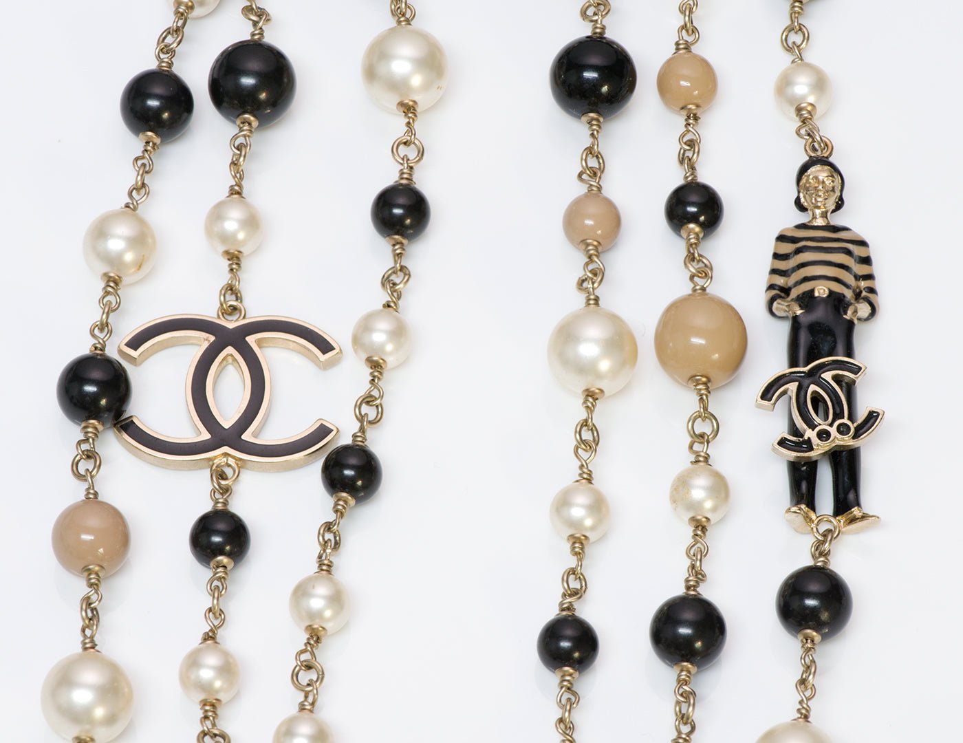 Chanel CC 100th Anniversary Enamel Coco Mademoiselle 3 Strand Pearl Necklace