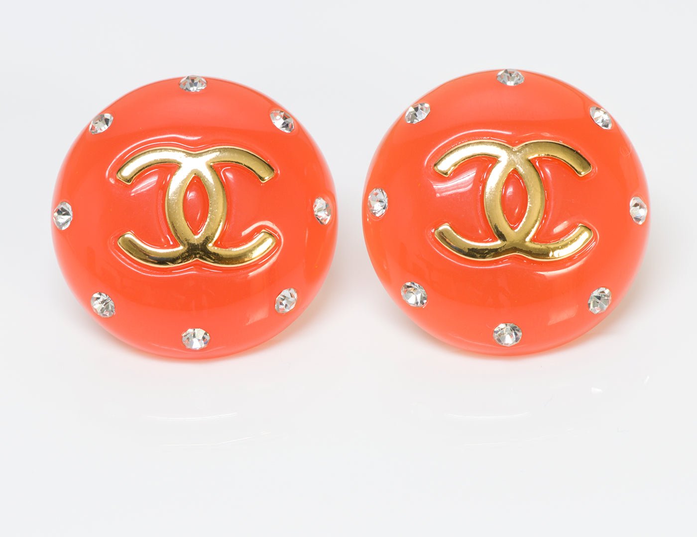 Chanel CC 1980's Orange Lucite Earrings