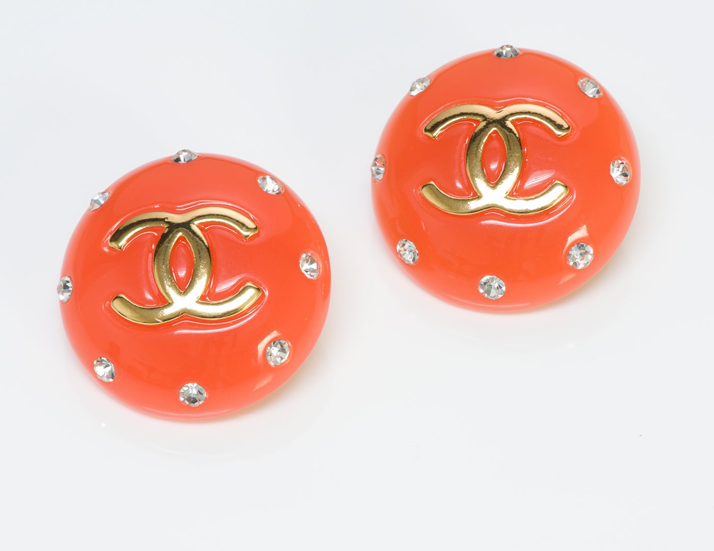 Chanel CC 1980's Orange Lucite Earrings