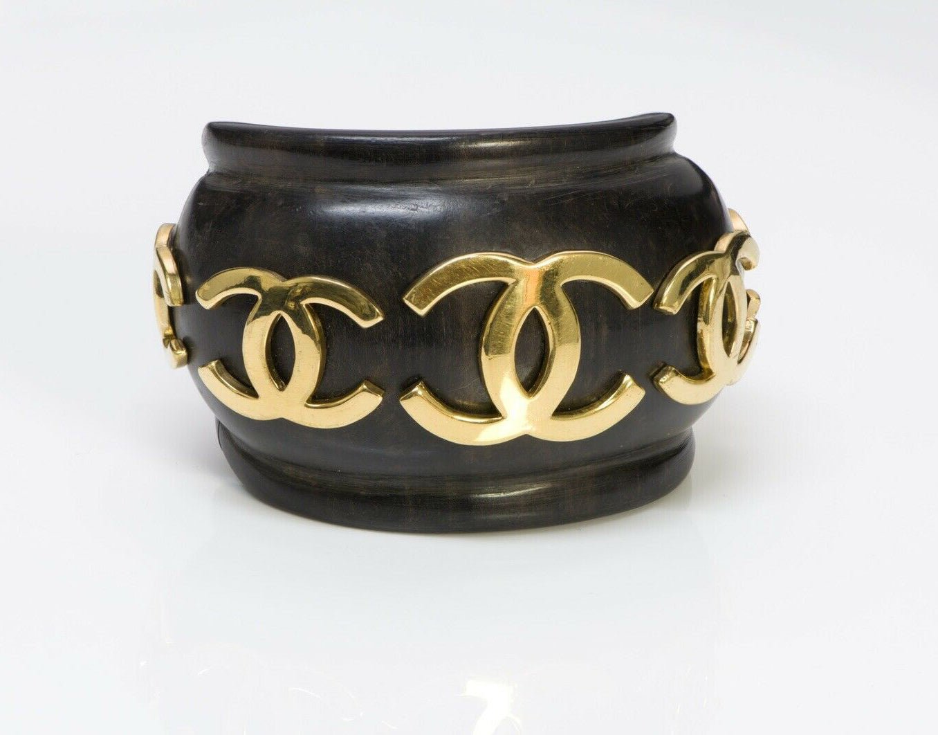 CHANEL CC 1992 Wood Wide Cuff Bracelet - DSF Antique Jewelry