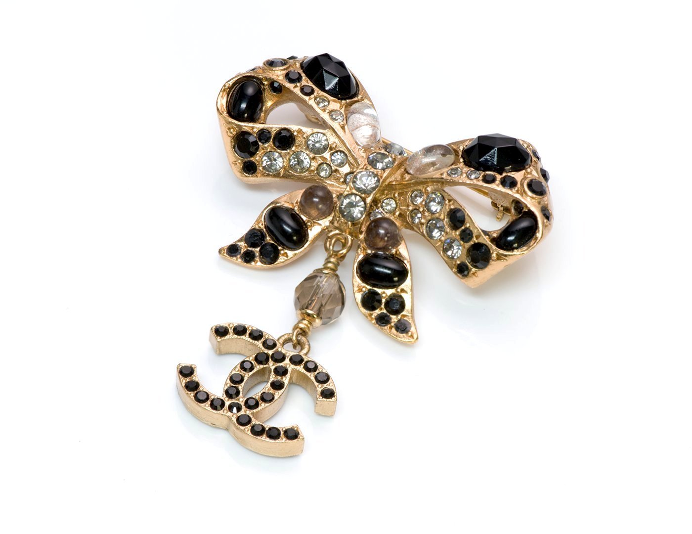 Chanel CC 2003 Maison Gripoix Bow Crystal Brooch