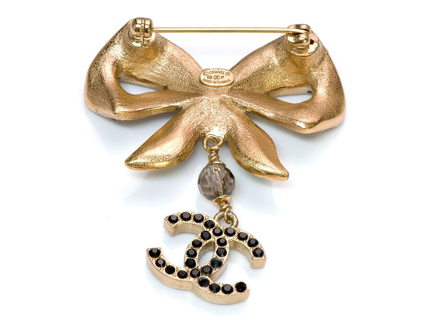 CHANELブローチ Chanel CC 2003 Maison Gripoix Bow Crystal Brooch