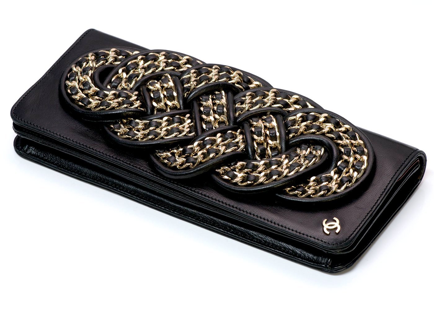 Chanel CC Black Leather Chain Clutch Bag - DSF Antique Jewelry