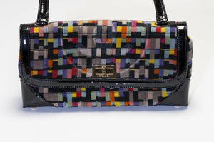 CHANEL CC Black Leather Velvet Mademoiselle Lock Flap Shoulder Bag
