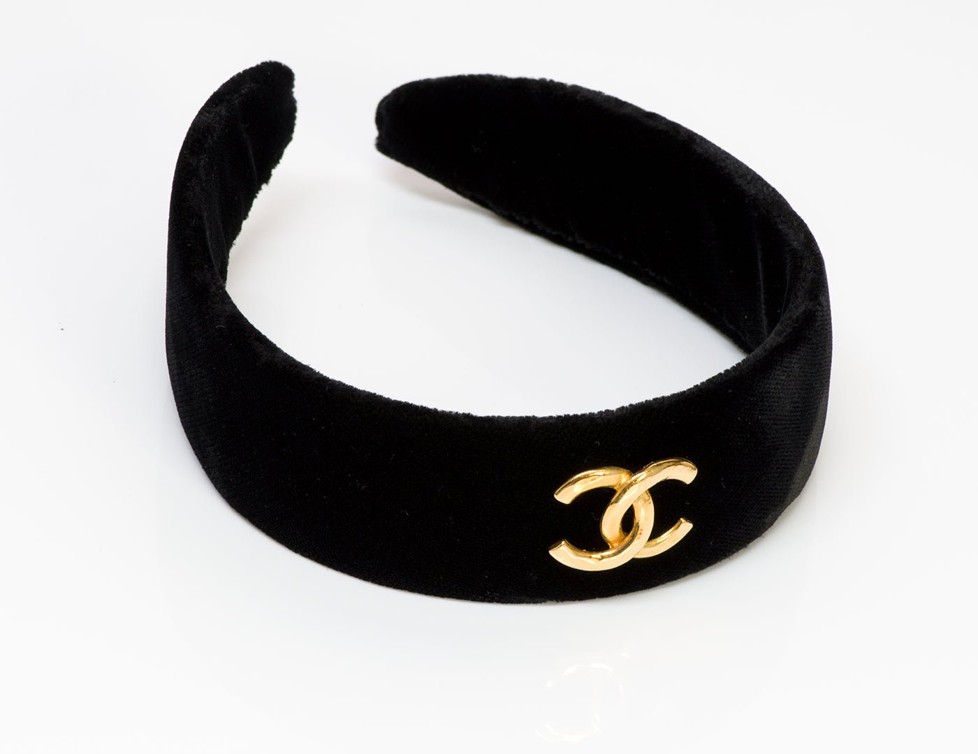 Chanel CC Black Velvet Hair Headband