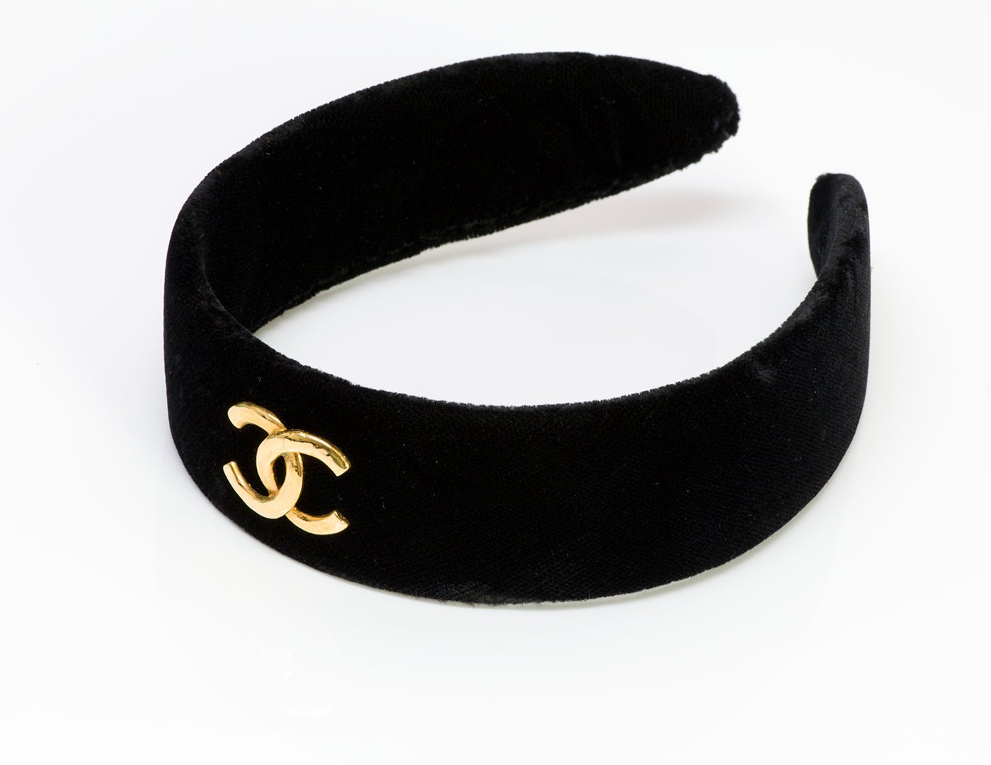Chanel CC Black Velvet Hair Headband