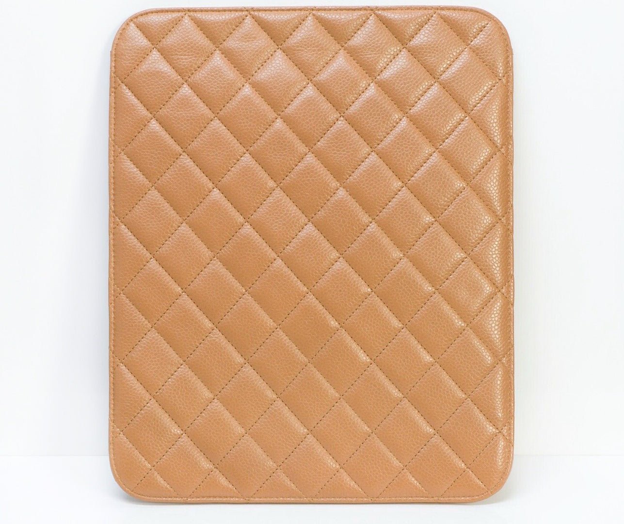 CHANEL CC Brown Quilted Leather iPad Cover Case