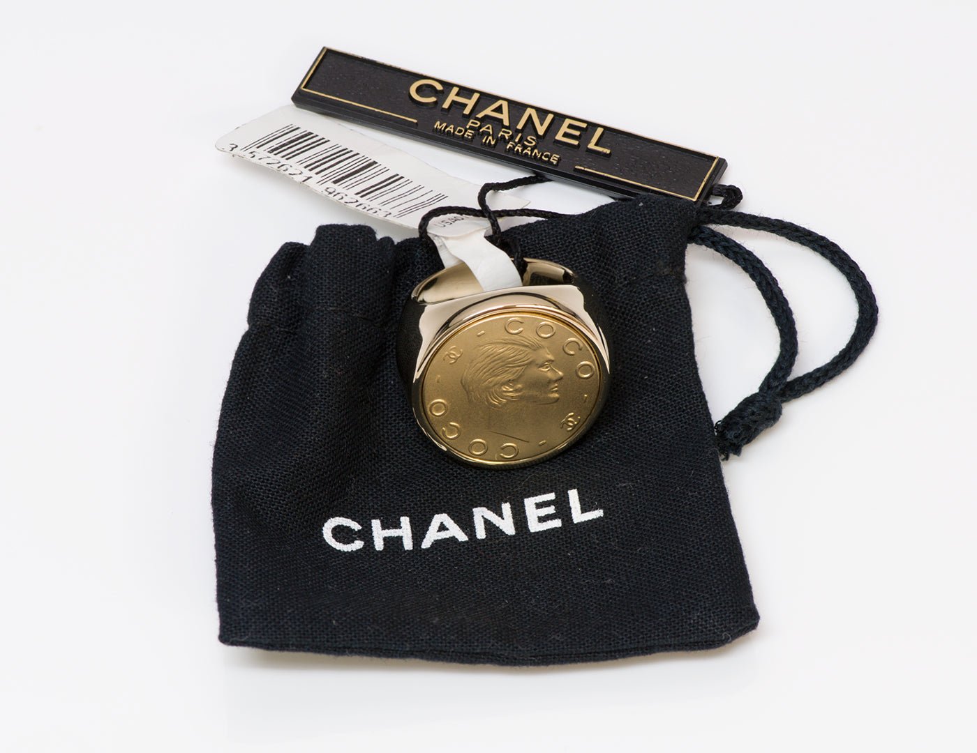 Chanel CC Coco Gold Plated Coin Cocktail Ring - DSF Antique Jewelry