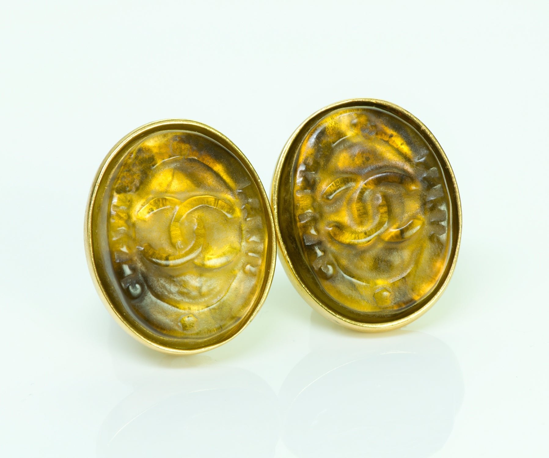 CHANEL CC Fall 1999 Maison Gripoix Yellow Glass Earrings - DSF Antique Jewelry