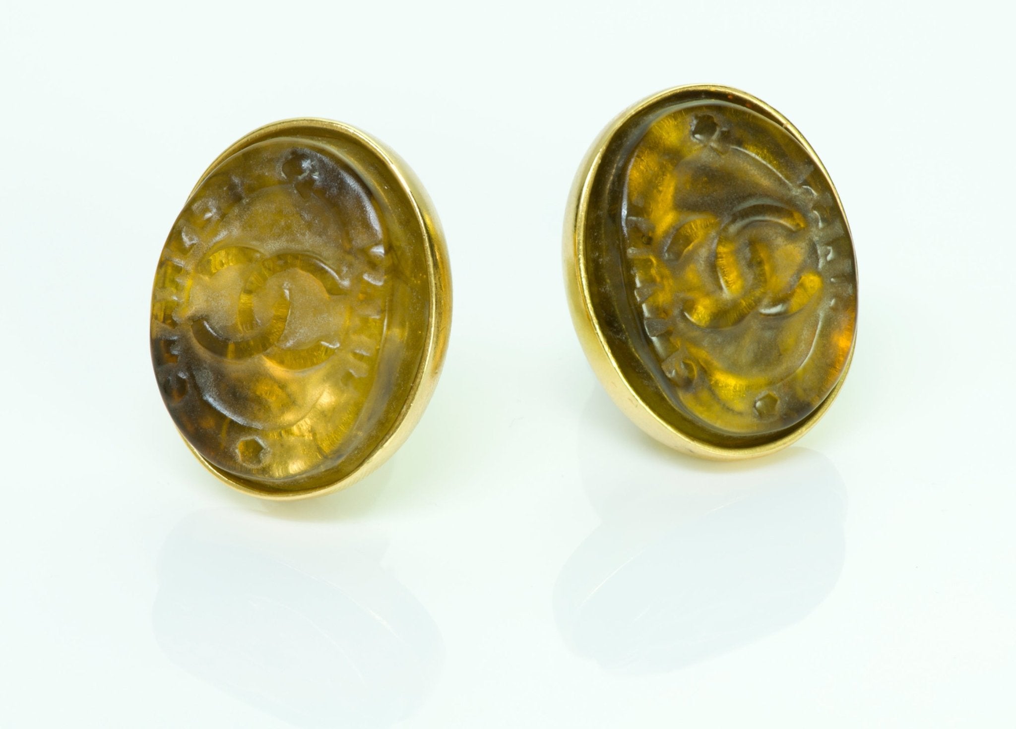CHANEL CC Fall 1999 Maison Gripoix Yellow Glass Earrings - DSF Antique Jewelry