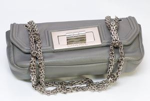 CHANEL CC Gray Leather Mademoiselle Lock Small Flap Bag