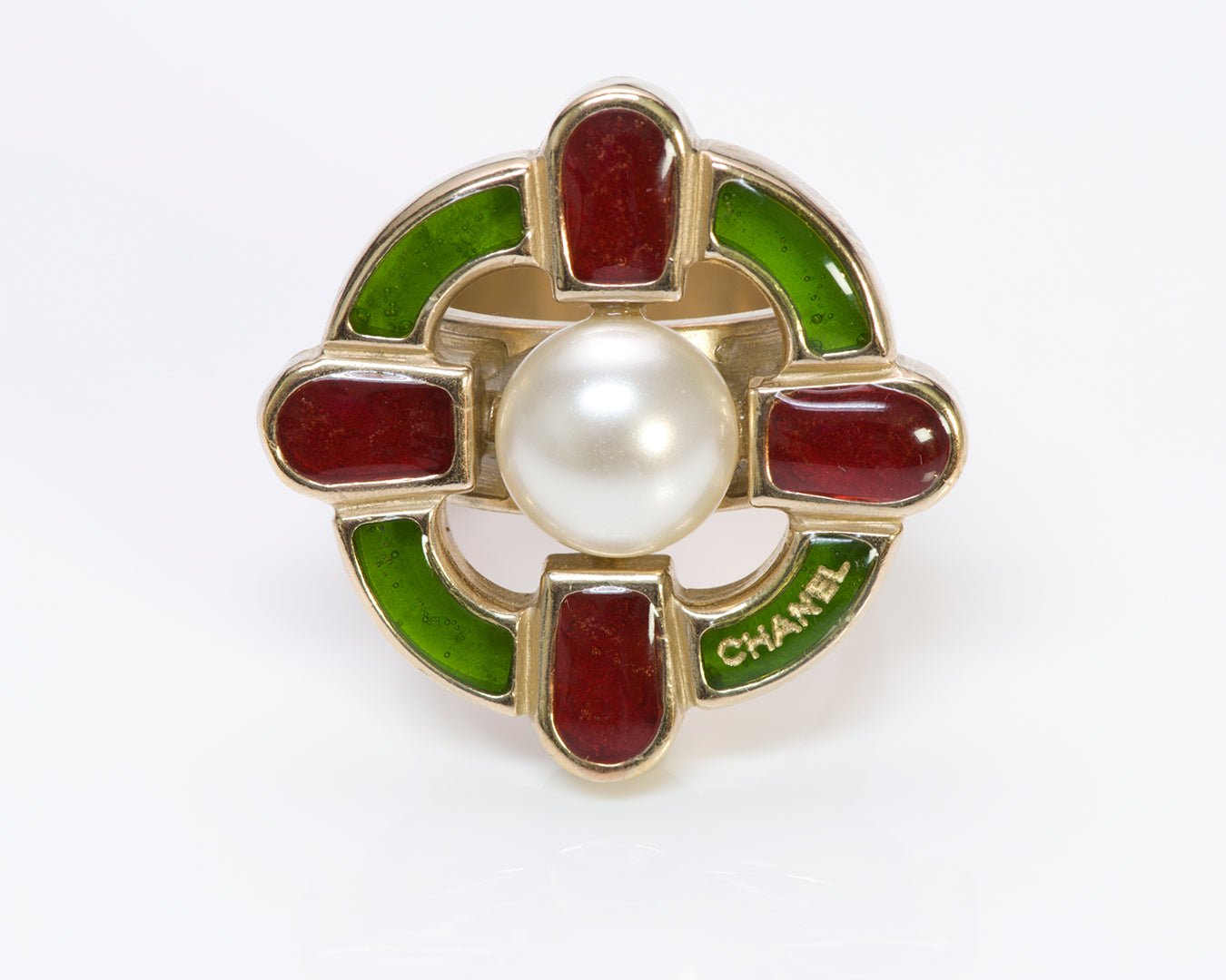 Chanel CC Gripoix Pearl Cocktail Ring