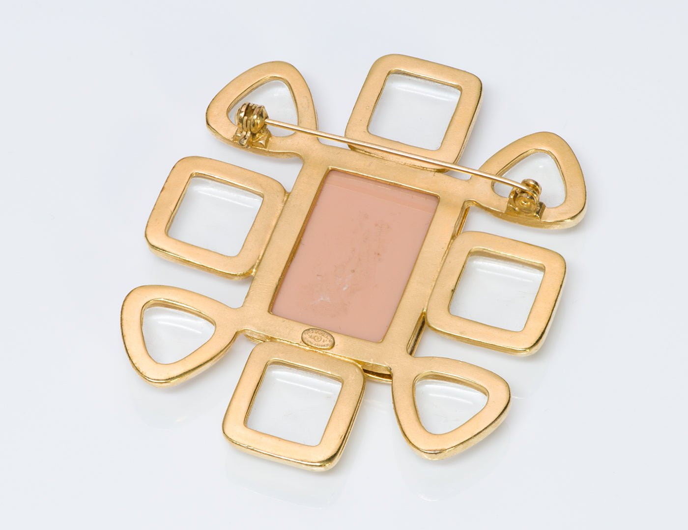 Chanel CC Gripoix Pink Glass Brooch