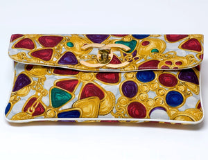 Chanel CC Gripoix Print Multi Color Clutch Bag