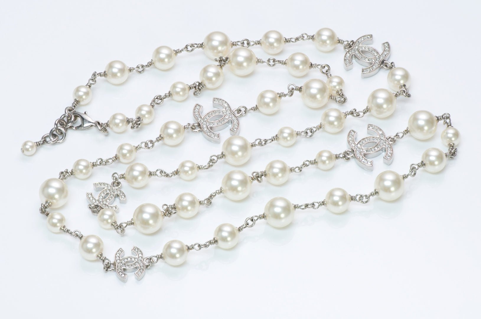 Chanel CC Infinity Pearl Crystal Necklace - DSF Antique Jewelry