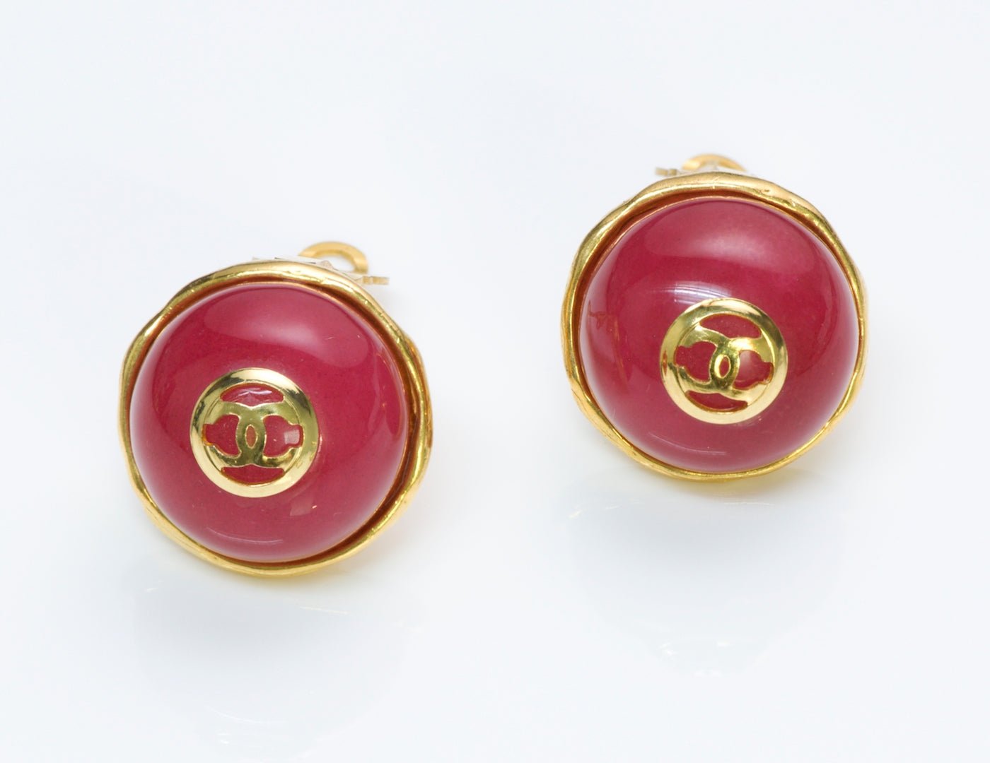 Chanel CC Red Gripoix Earrings