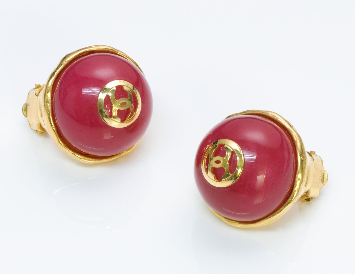 Chanel CC Red Gripoix Earrings