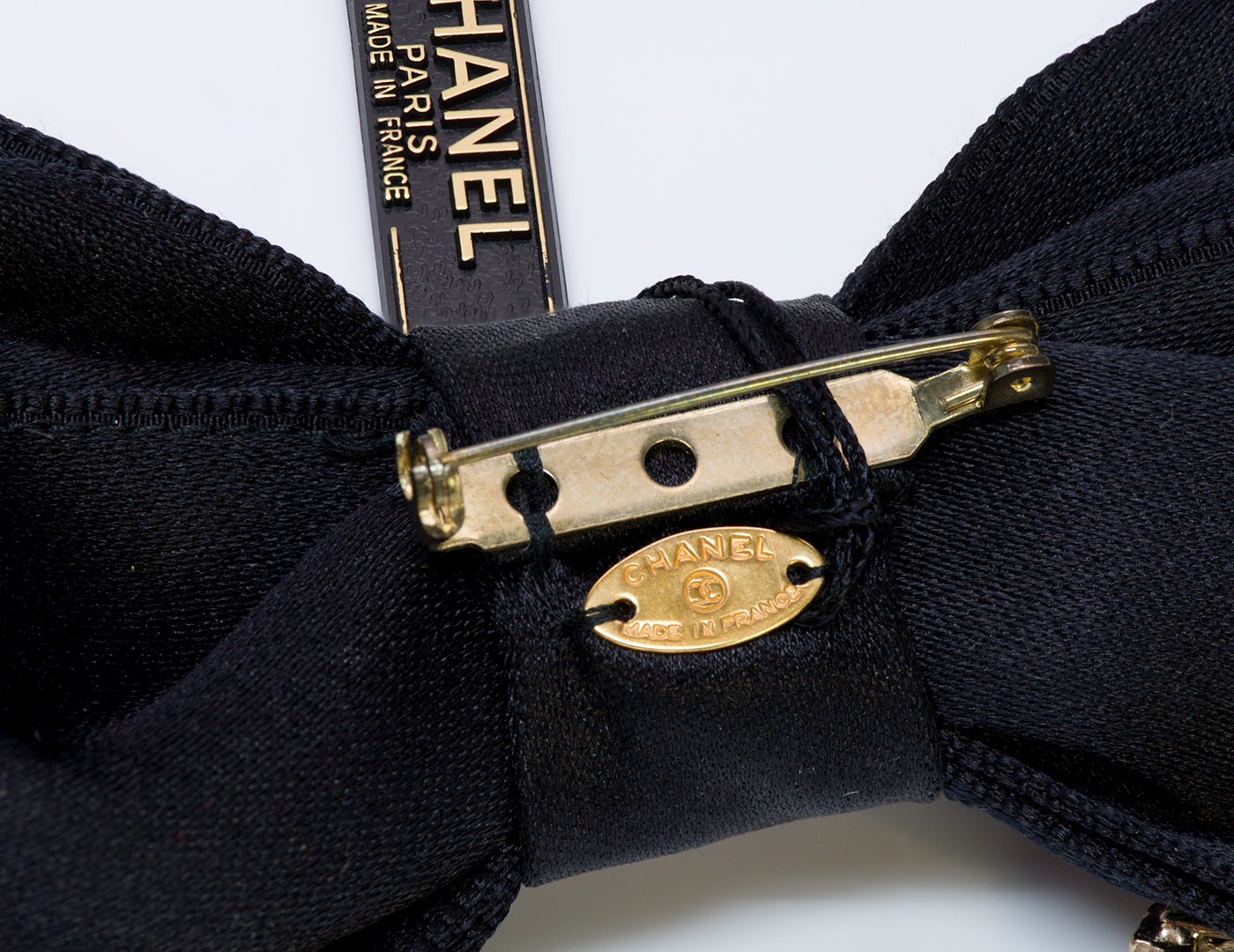 Chanel CC Satin Bow Camellia Charm Pin Brooch - DSF Antique Jewelry