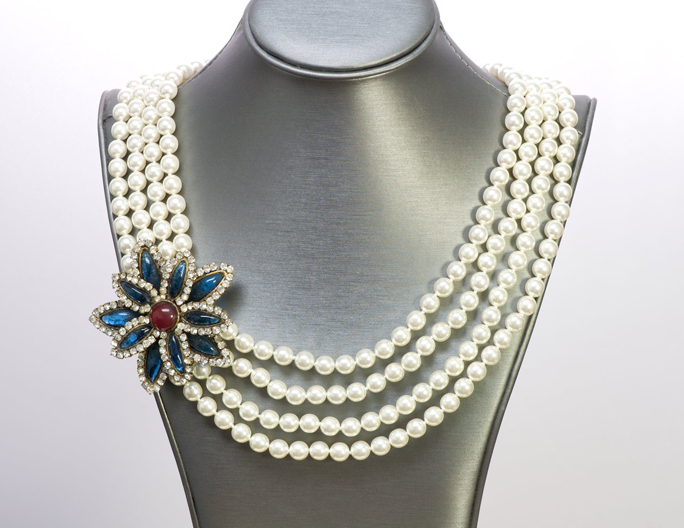Chanel Couture 1980’s Maison Gripoix Camellia Pearl Necklace - DSF Antique Jewelry