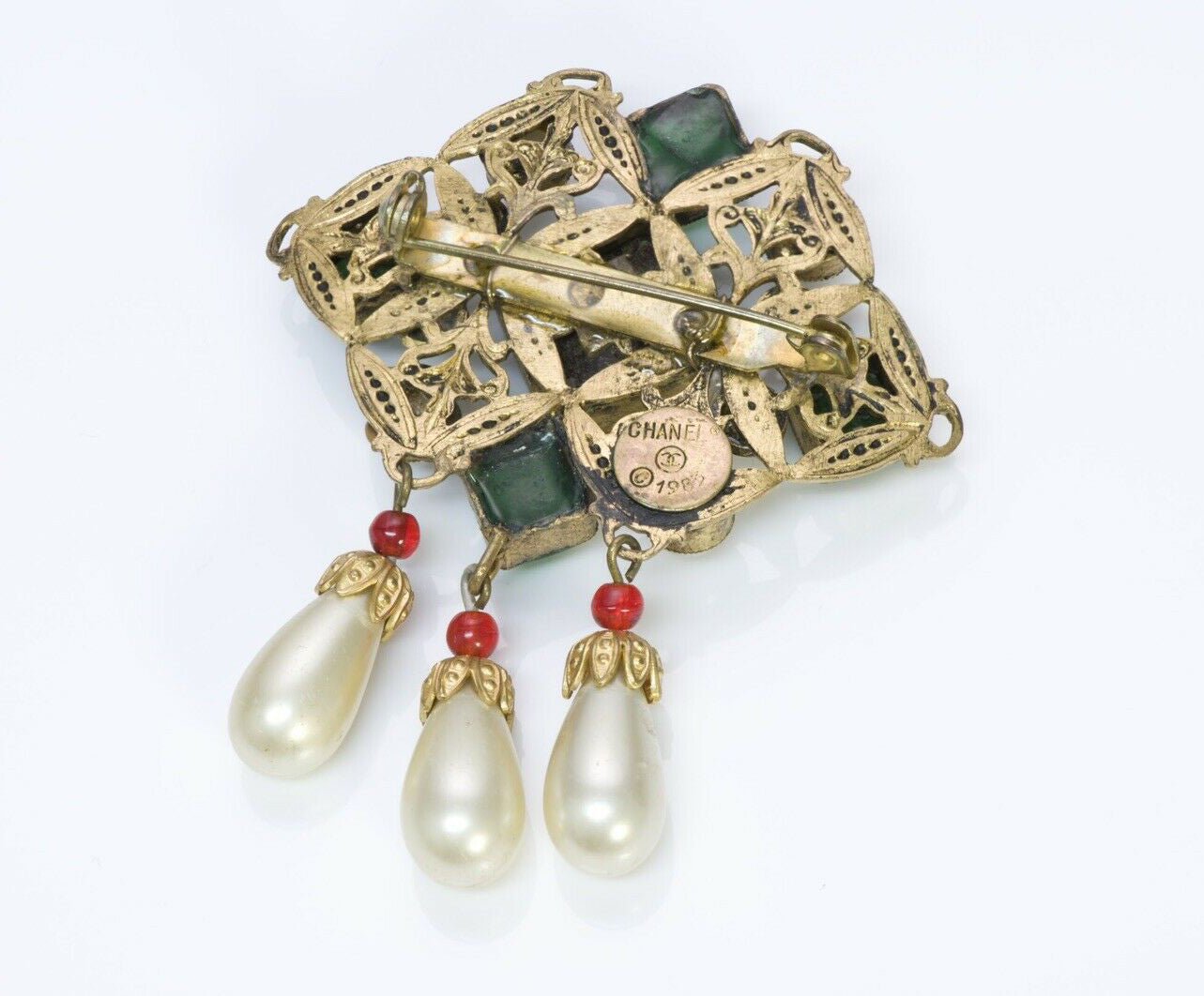 CHANEL Couture 1983 Maison Gripoix Byzantine Glass Pearl Brooch