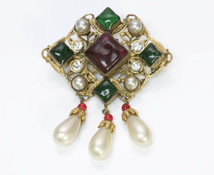 CHANEL Couture 1983 Maison Gripoix Byzantine Glass Pearl Brooch