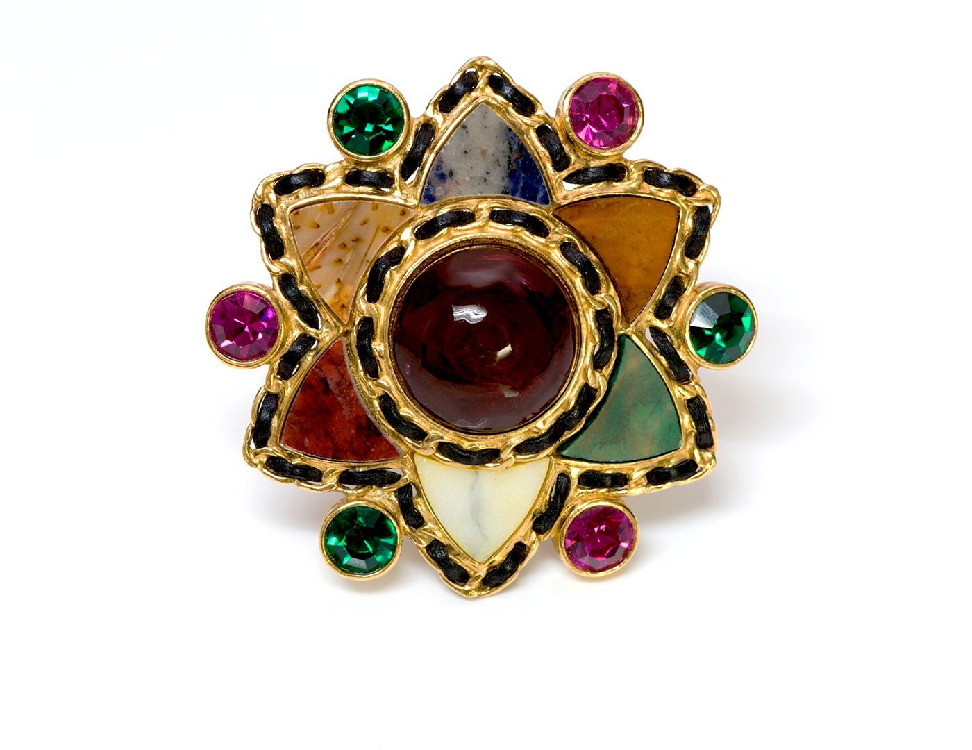 Chanel Couture Gripoix Agate Star Brooch - DSF Antique Jewelry