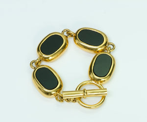 Chanel Gold Plated Black Resin Charm Chain Bracelet